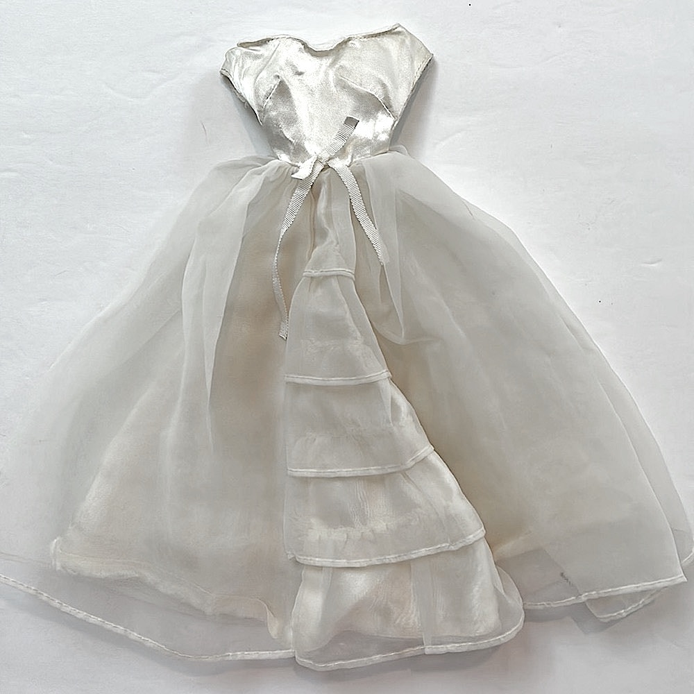 Vintage #947 Brides Dreams 1963 white satin Barbie bridal gown with tiered front